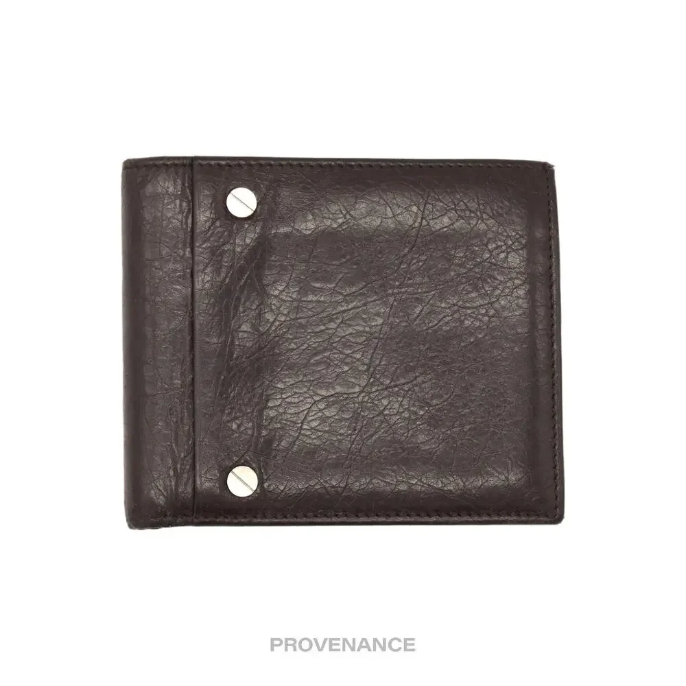 🔴 Balenciaga Screw Stud Bifold Wallet - Chocolate Leather